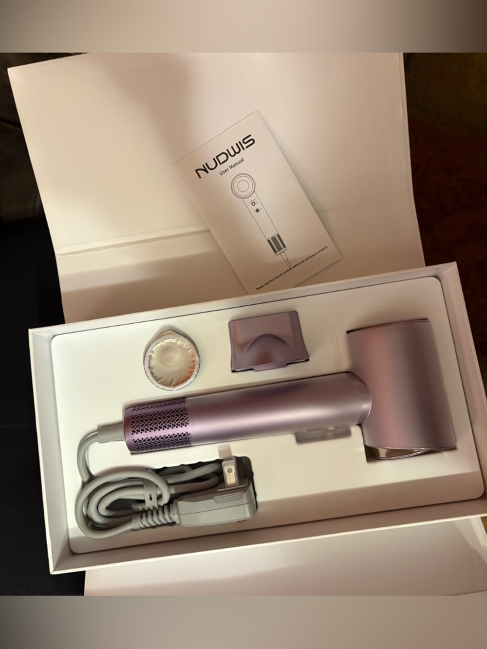 NUDWIS Metallic Lavender Hair Dryer + Attachments
